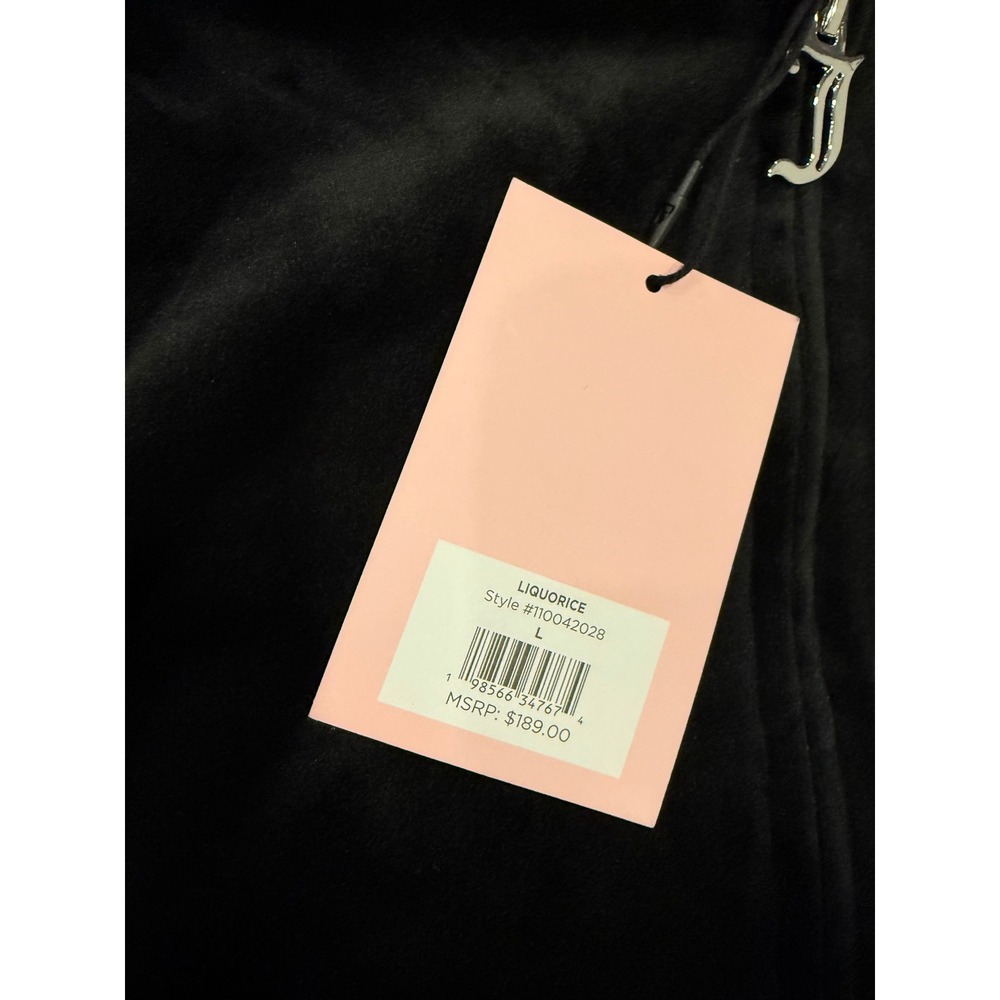 Juicy Couture Liquorice Black Velour Short Sleeve Rhinestone Logo Hoodie L NEW - Picture 6 of 8